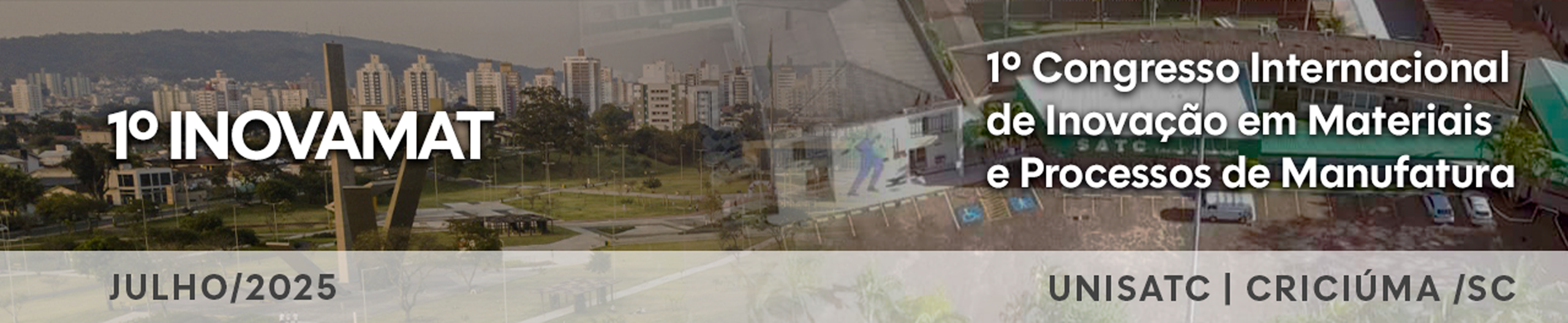 Banner com nome e data do evento - INOVAMAT SATC